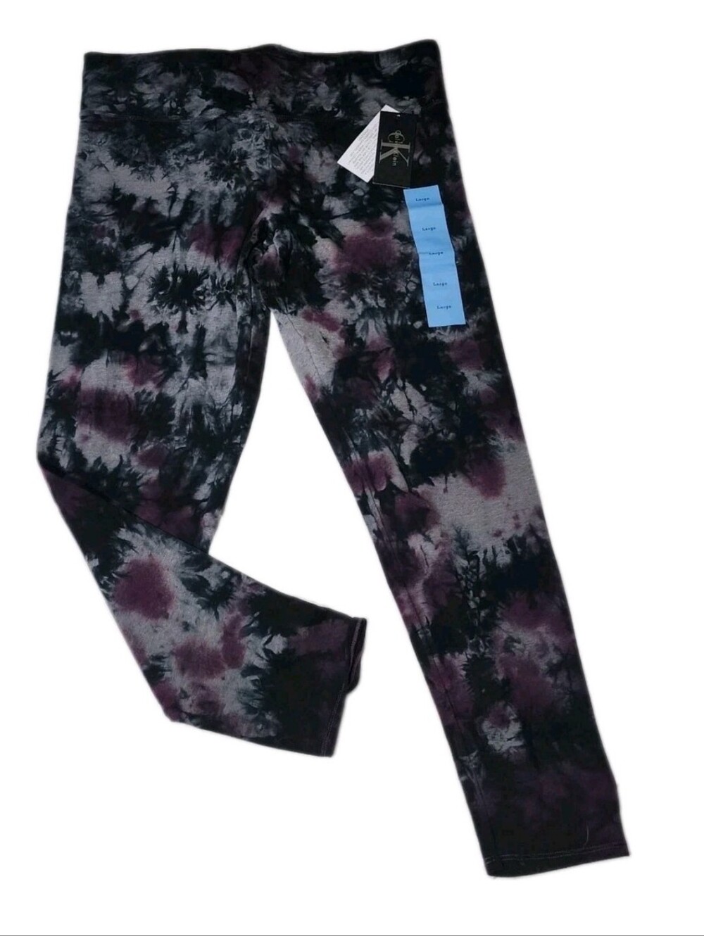 NWT Calvin Klein Tie Dye Leggings Pants Women's Large Black Purple CK